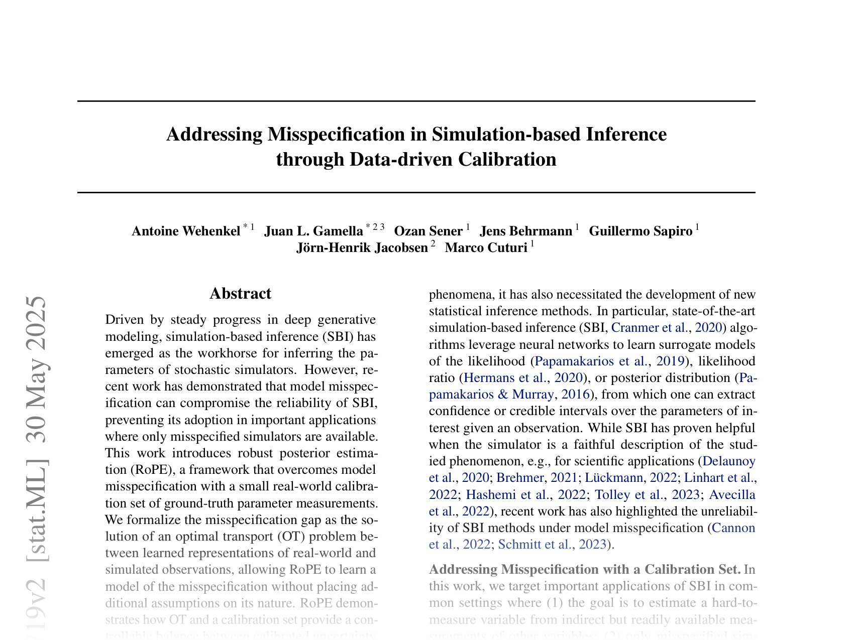 [Addressing Misspecification in Simulation-based Inference through Data-driven Calibration 🔗](https://arxiv.org/abs/2405.08719)