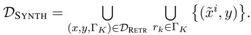 Description: Equation showing the set union operation to create the final synthetic dataset.