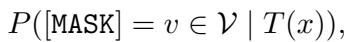 显示 MASK 标记概率计算的方程。
