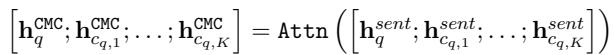 展示查询和多个候选项上的自注意力机制的公式。