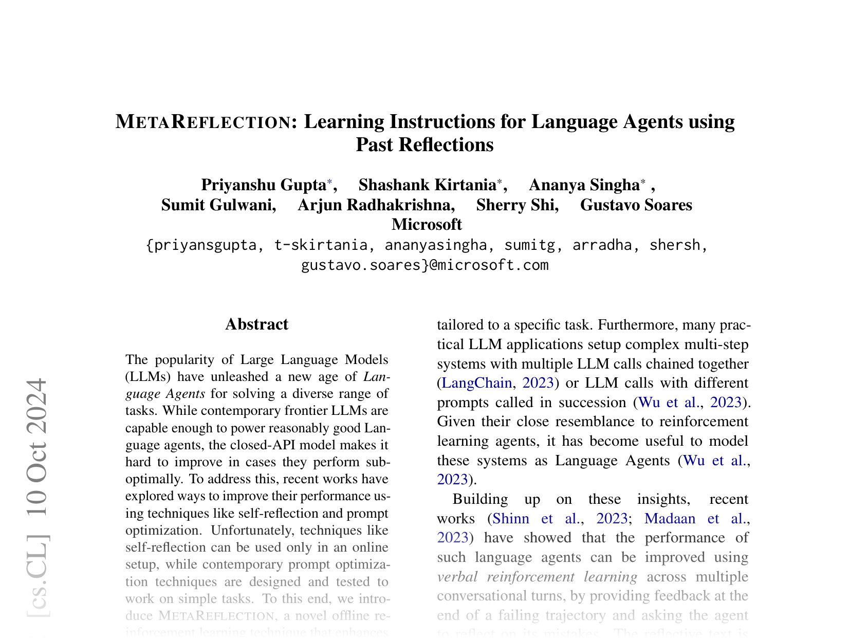 [METAREFLECTION: Learning Instructions for Language Agents using Past Reflections 🔗](https://arxiv.org/abs/2405.13009)