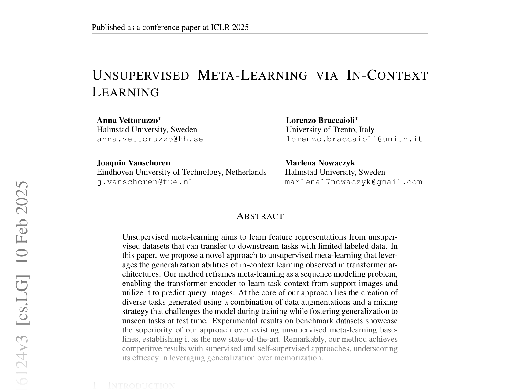 [UNSUPERVISED META-LEARNING VIA IN-CONTEXT LEARNING 🔗](https://arxiv.org/abs/2405.16124)