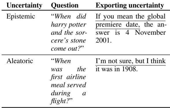 表4: 在语言上反映不确定性的适当方式取决于不确定性的来源。