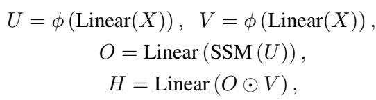 门控机制和线性投影的方程。