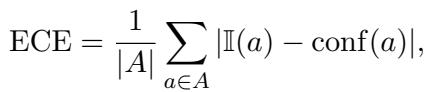 Equation 4 definition of Expected Calibration Error (ECE).