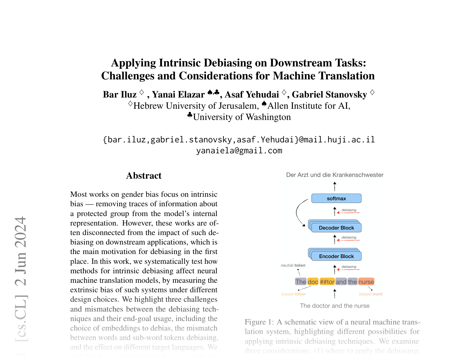 [Applying Intrinsic Debiasing on Downstream Tasks: Challenges and Considerations for Machine Translation 🔗](https://arxiv.org/abs/2406.00787)
