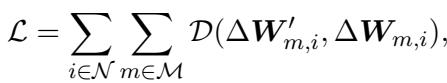 General optimization objective function summing distance over subsets of layers and modules.