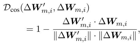 The formula for Cosine Distance used in the optimization.