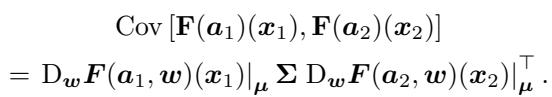 Equation showing the covariance of the function-valued process F.