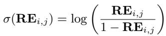 Equation for converting RE score to logit.