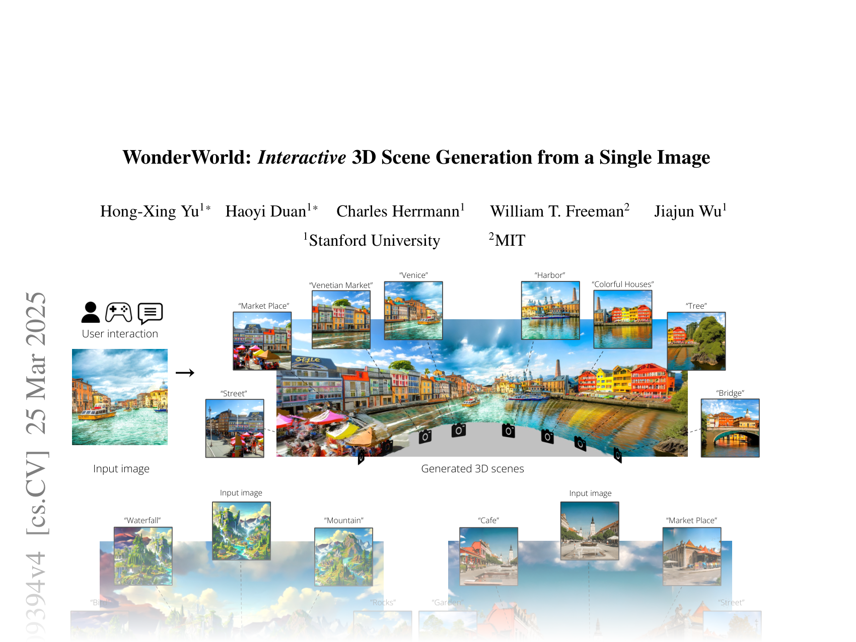 [WonderWorld: Interactive 3D Scene Generation from a Single Image 🔗](https://arxiv.org/abs/2406.09394)