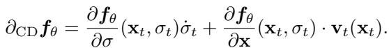 Partial derivative for CD using true velocity.