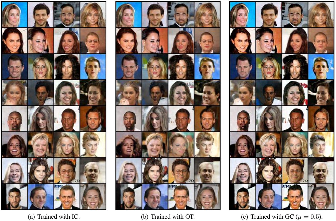 Figure 8. Uncurated samples from CelebA showing visual improvements.
