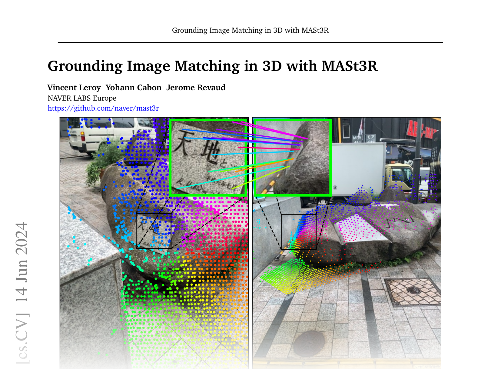 [Grounding Image Matching in 3D with MASt3R 🔗](https://arxiv.org/abs/2406.09756)
