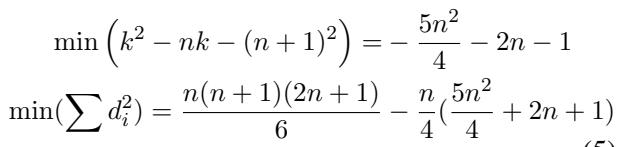 公式 5 和 6: 计算最小误差和最大斯皮尔曼相关系数。