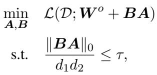 The optimization problem formulation for RoseLoRA with sparsity constraints.