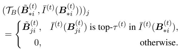 The pruning logic for matrix B based on importance scores.