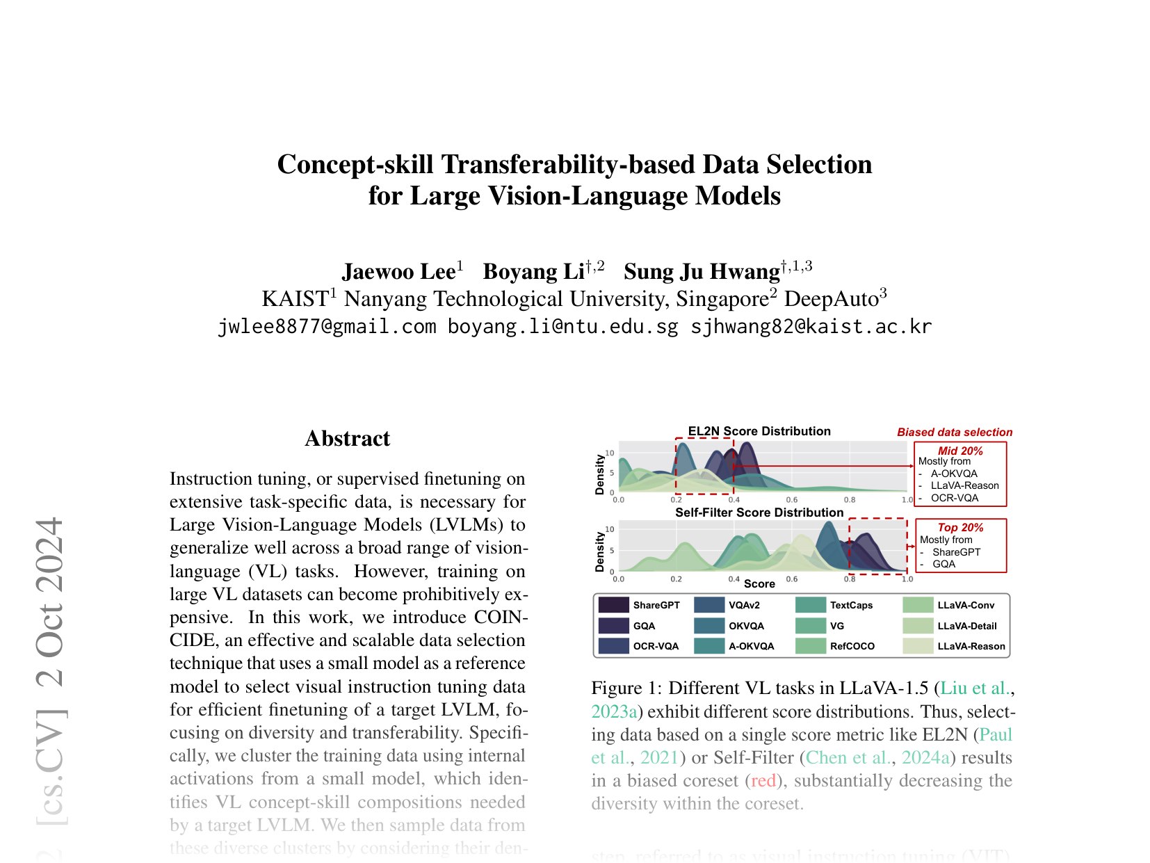 [Concept-skill Transferability-based Data Selection for Large Vision-Language Models 🔗](https://arxiv.org/abs/2406.10995)