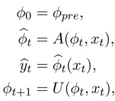展示快慢 TTA 更新逻辑的方程。