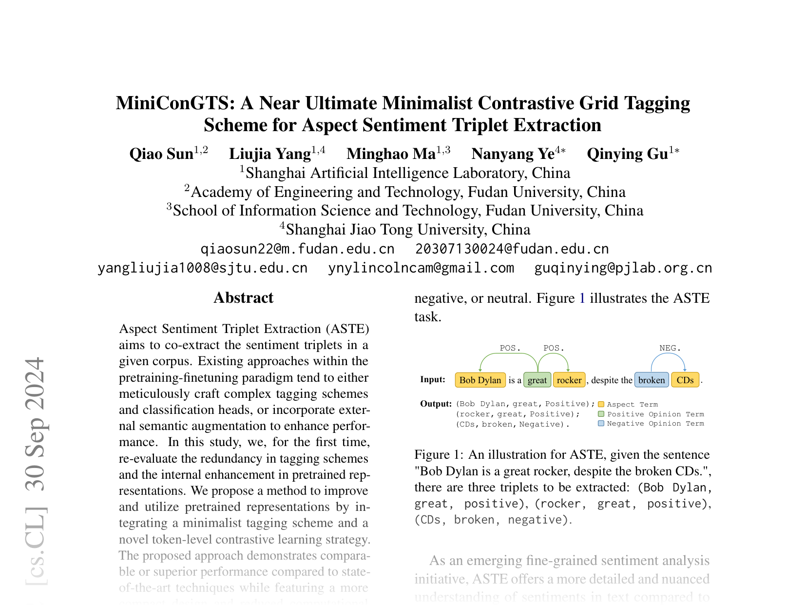 [MiniConGTS: A Near Ultimate Minimalist Contrastive Grid Tagging Scheme for Aspect Sentiment Triplet Extraction 🔗](https://arxiv.org/abs/2406.11234)