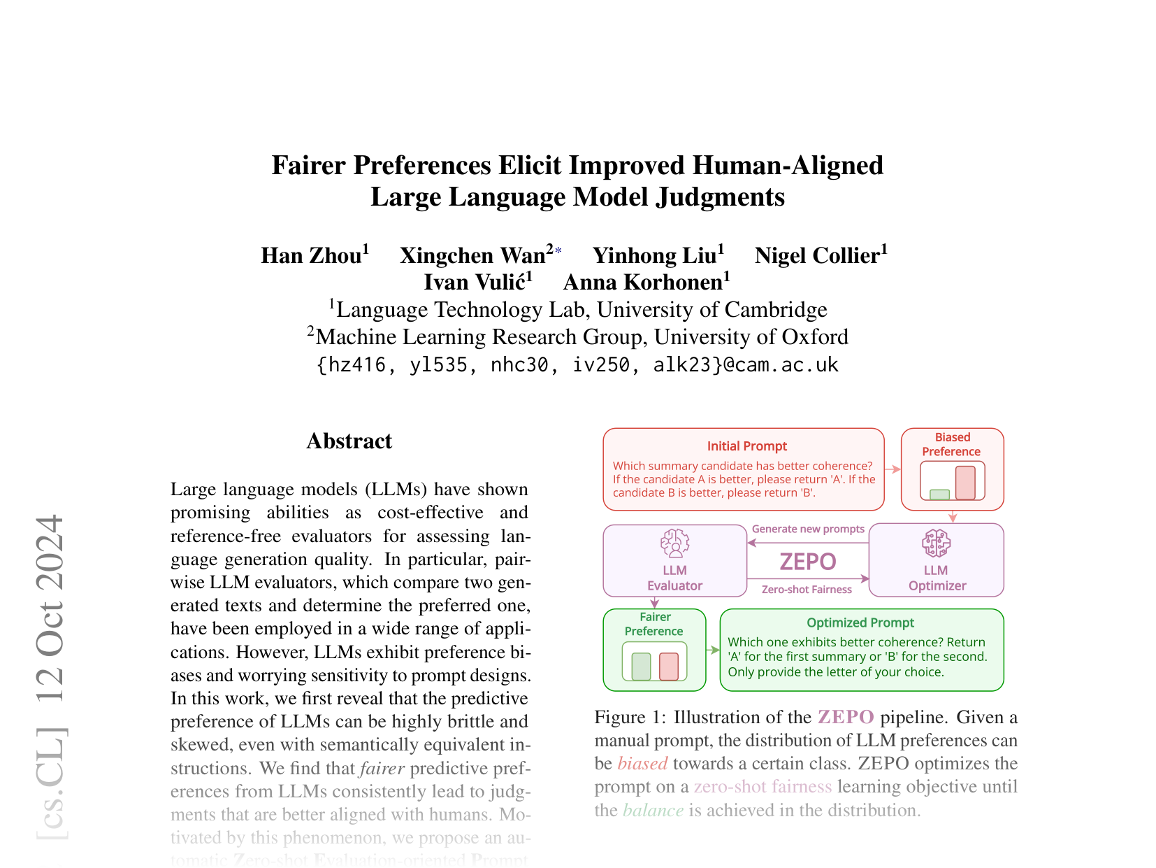 [Fairer Preferences Elicit Improved Human-Aligned Large Language Model Judgments 🔗](https://arxiv.org/abs/2406.11370)