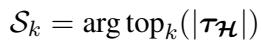Equation 2: Selecting top k parameters based on magnitude.
