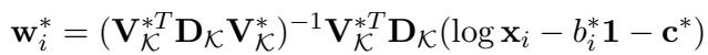 Equation 4: The analytical solution for the optimal word vector w.