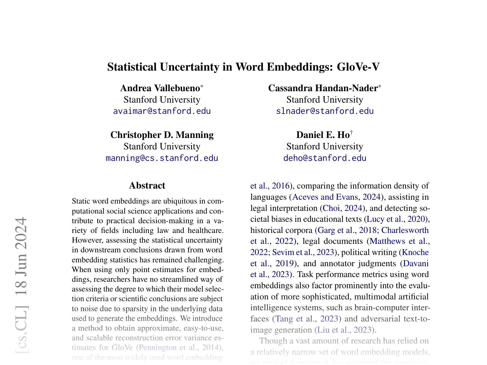 [Statistical Uncertainty in Word Embeddings: GloVe-V 🔗](https://arxiv.org/abs/2406.12165)