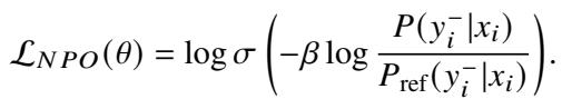 Equation showing the standard NPO loss function.