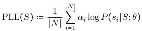 Equation for Pseudo Log-Likelihood (PLL)