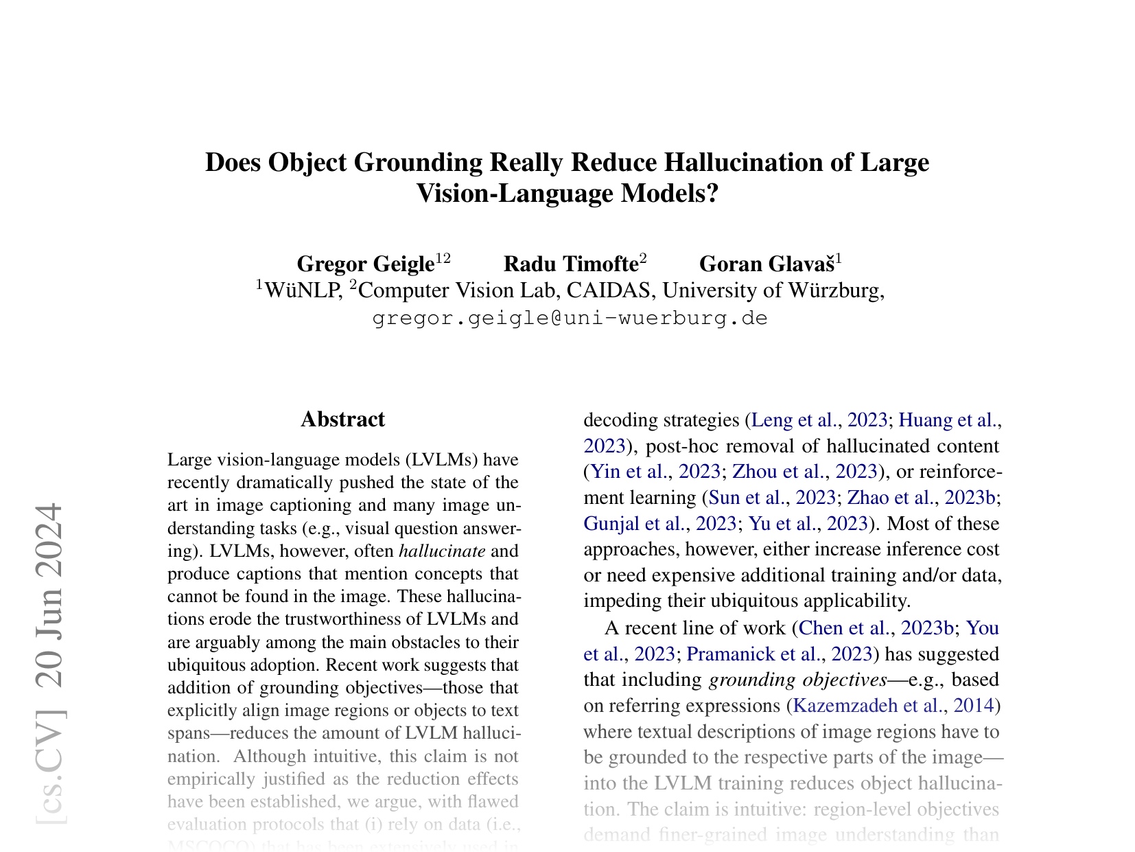 [Does Object Grounding Really Reduce Hallucination of Large Vision-Language Models? 🔗](https://arxiv.org/abs/2406.14492)