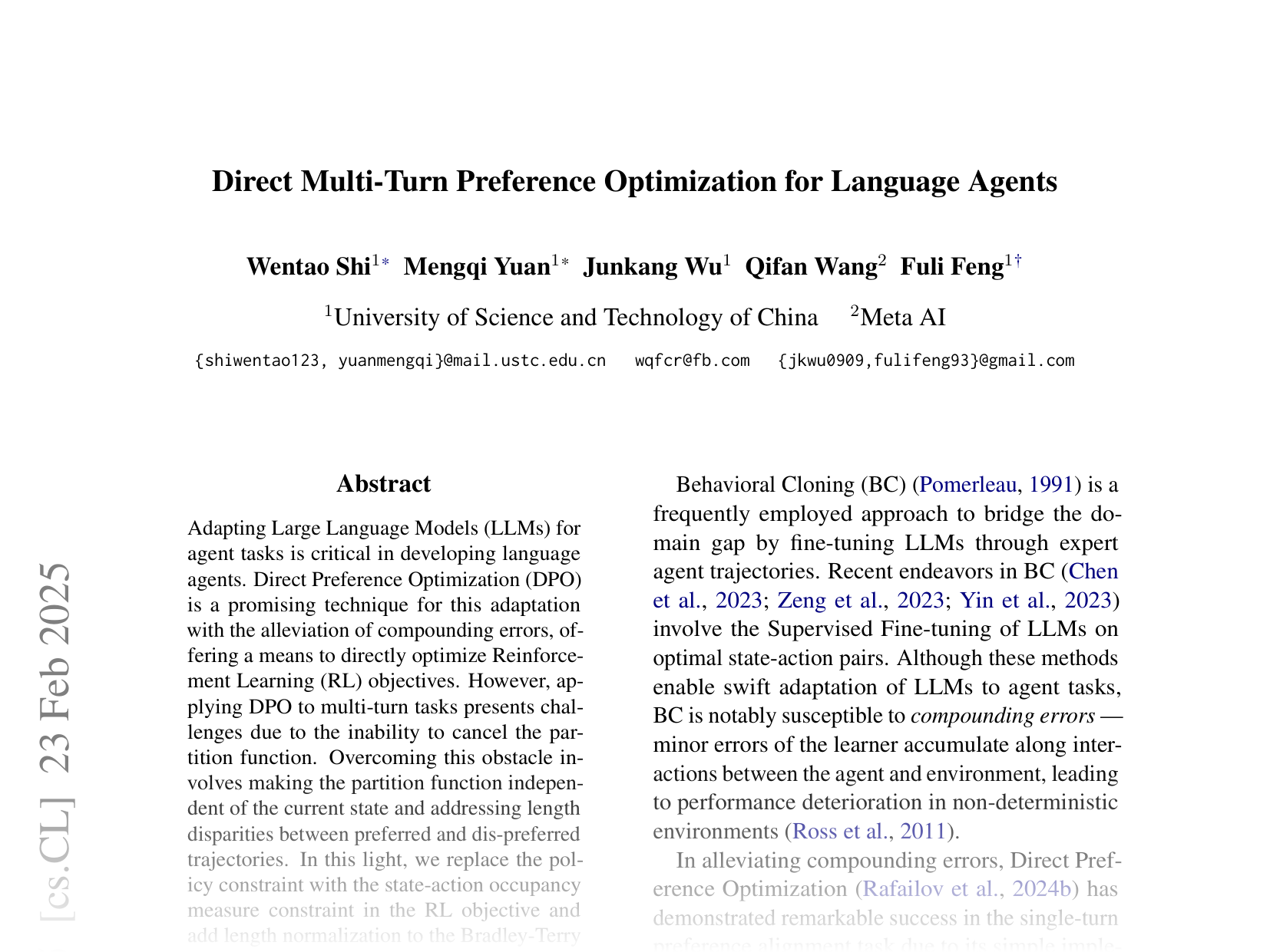 [Direct Multi-Turn Preference Optimization for Language Agents 🔗](https://arxiv.org/abs/2406.14868)