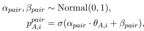 使用 Sigmoid 函数和带平局的 Bradley-Terry 模型对成对概率进行建模的方程。