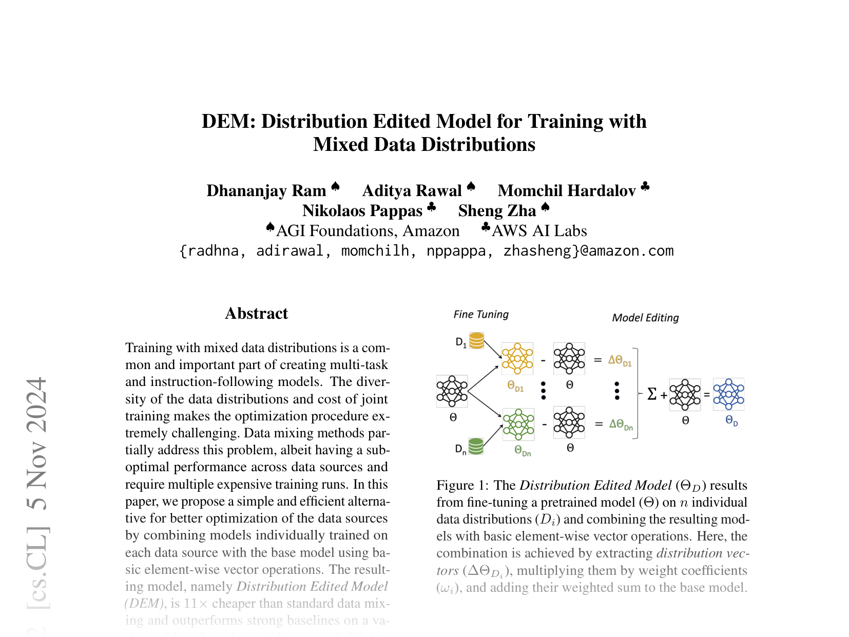 [DEM: Distribution Edited Model for Training with Mixed Data Distributions 🔗](https://arxiv.org/abs/2406.15570)