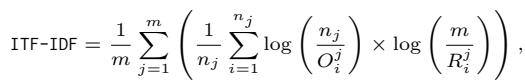 Equation for ITF-IDF calculation.