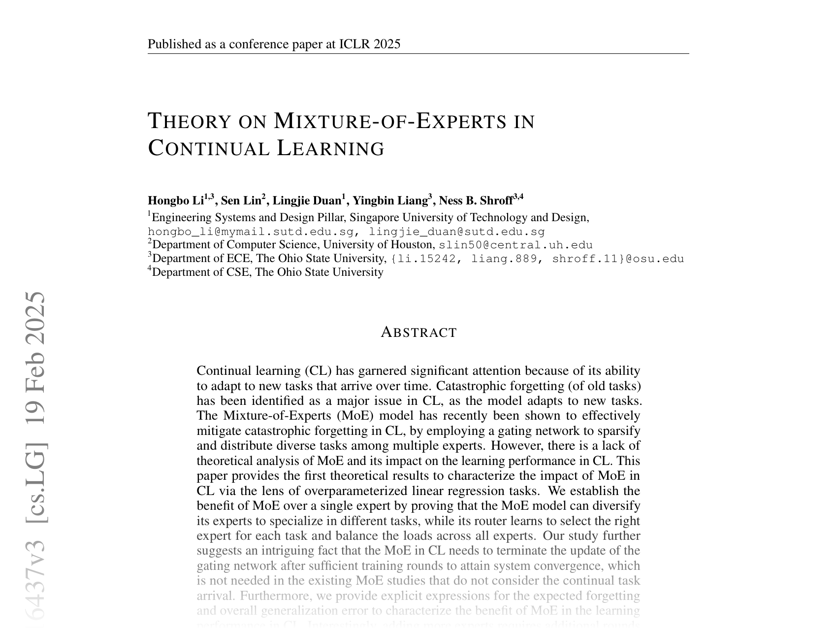 [THEORY ON MIXTURE-OF-EXPERTS IN CONTINUAL LEARNING 🔗](https://arxiv.org/abs/2406.16437)