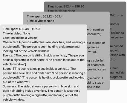 系统生成的结构化场景描述。