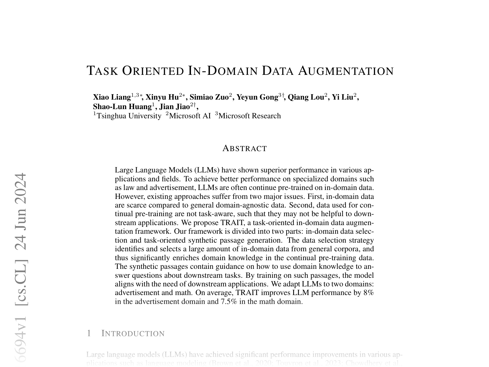 [TASK ORIENTED IN-DOMAIN DATA AUGMENTATION 🔗](https://arxiv.org/abs/2406.16694)
