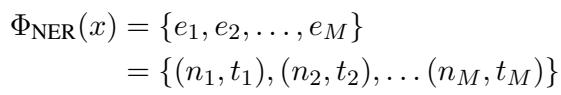 Equation defining the set of extracted entities and types.
