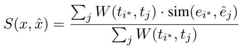 Equation for the weighted similarity score S(x, x_hat).