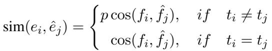 Equation for entity-wise similarity with penalty p.