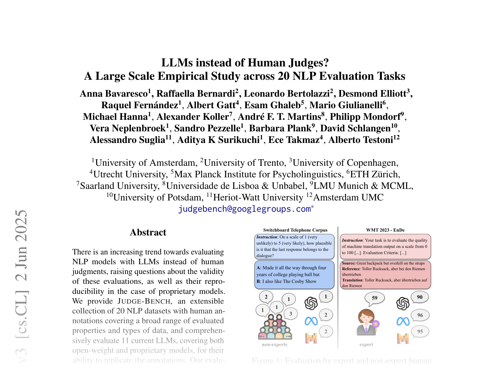 [LLMs instead of Human Judges? A Large Scale Empirical Study across 20 NLP Evaluation Tasks 🔗](https://arxiv.org/abs/2406.18403)