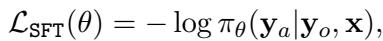 公式 2: 标准监督微调 (SFT) 损失函数。