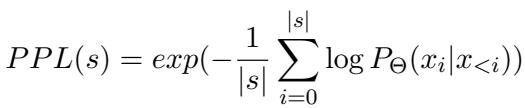Equation 1: Perplexity calculation