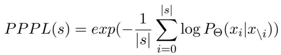 Equation 2: Pseudo-perplexity calculation