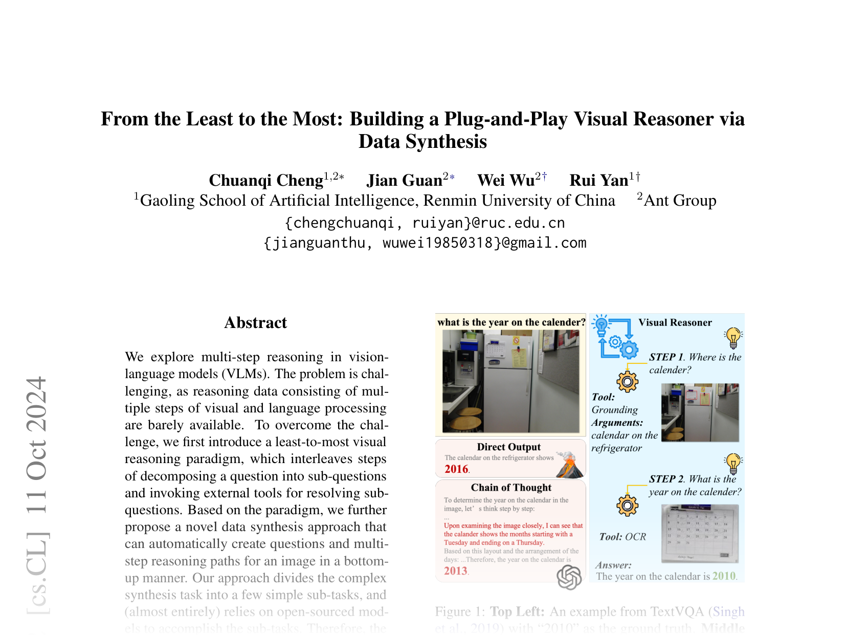[From the Least to the Most: Building a Plug-and-Play Visual Reasoner via Data Synthesis 🔗](https://arxiv.org/abs/2406.19934)