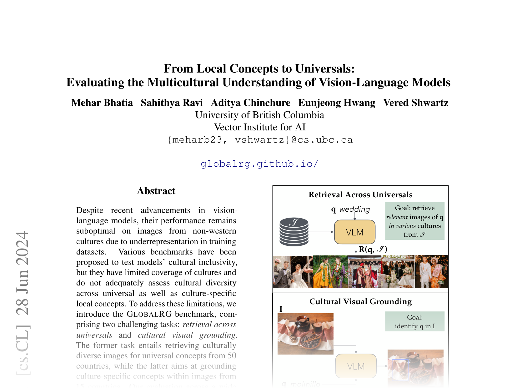 [From Local Concepts to Universals: Evaluating the Multicultural Understanding of Vision-Language Models 🔗](https://arxiv.org/abs/2407.00263)