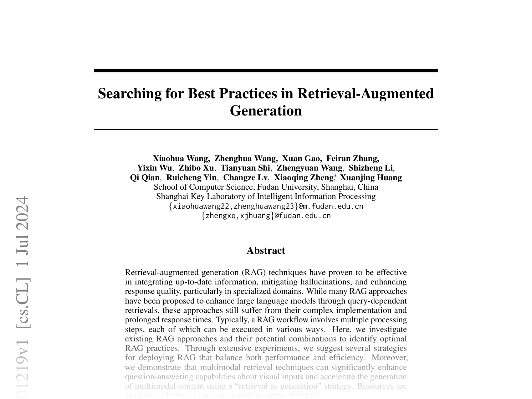 [Searching for Best Practices in Retrieval-Augmented Generation 🔗](https://arxiv.org/abs/2407.01219)