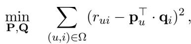 Equation 2: Loss Function for Matrix Factorization