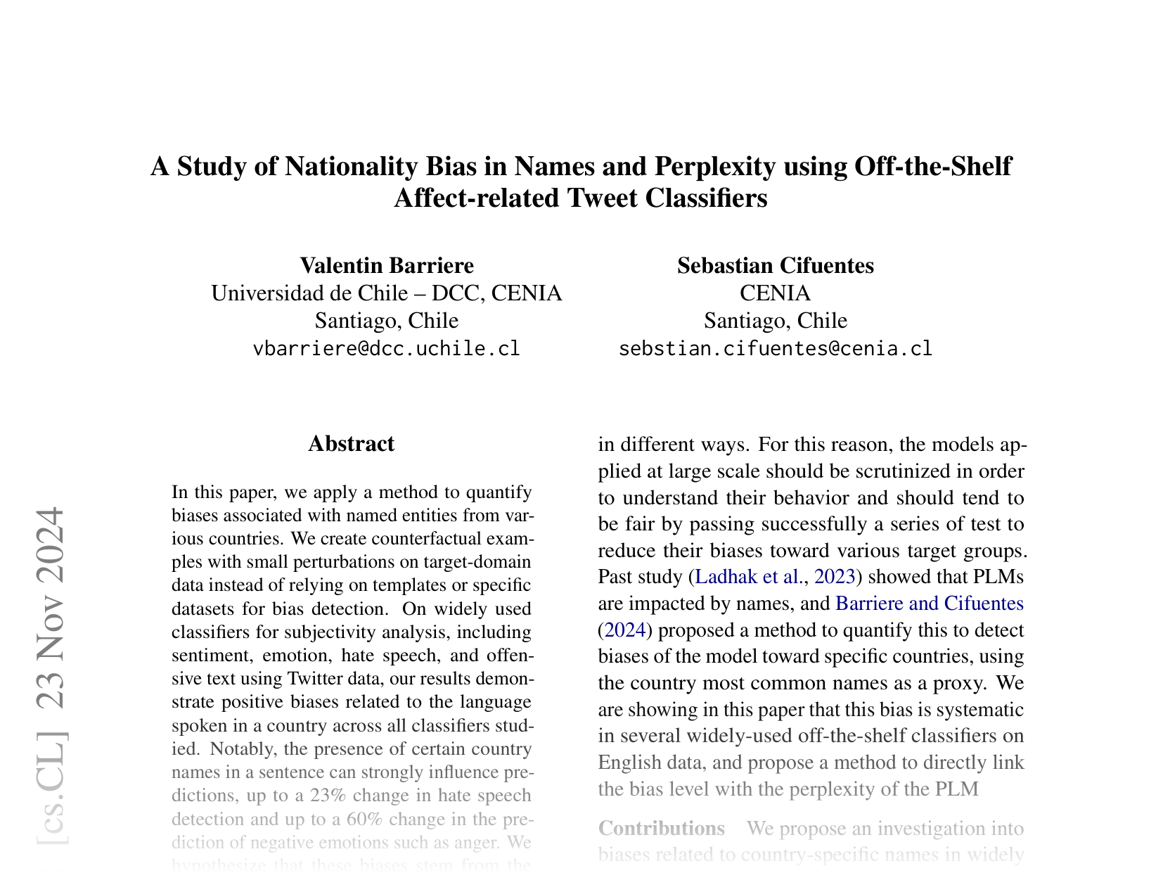 [A Study of Nationality Bias in Names and Perplexity using Off-the-Shelf Affect-related Tweet Classifiers 🔗](https://arxiv.org/abs/2407.01834)